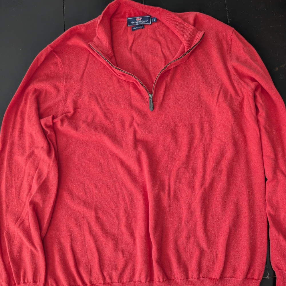 Vineyard Vines Men's Red Zip-Up Sweater